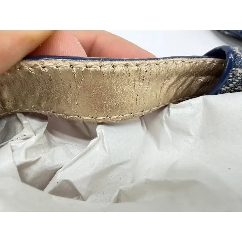 GUESS GFSIA Womens Navy Gold Logo Chain Thong Sandals Size 7 Pre-Owned